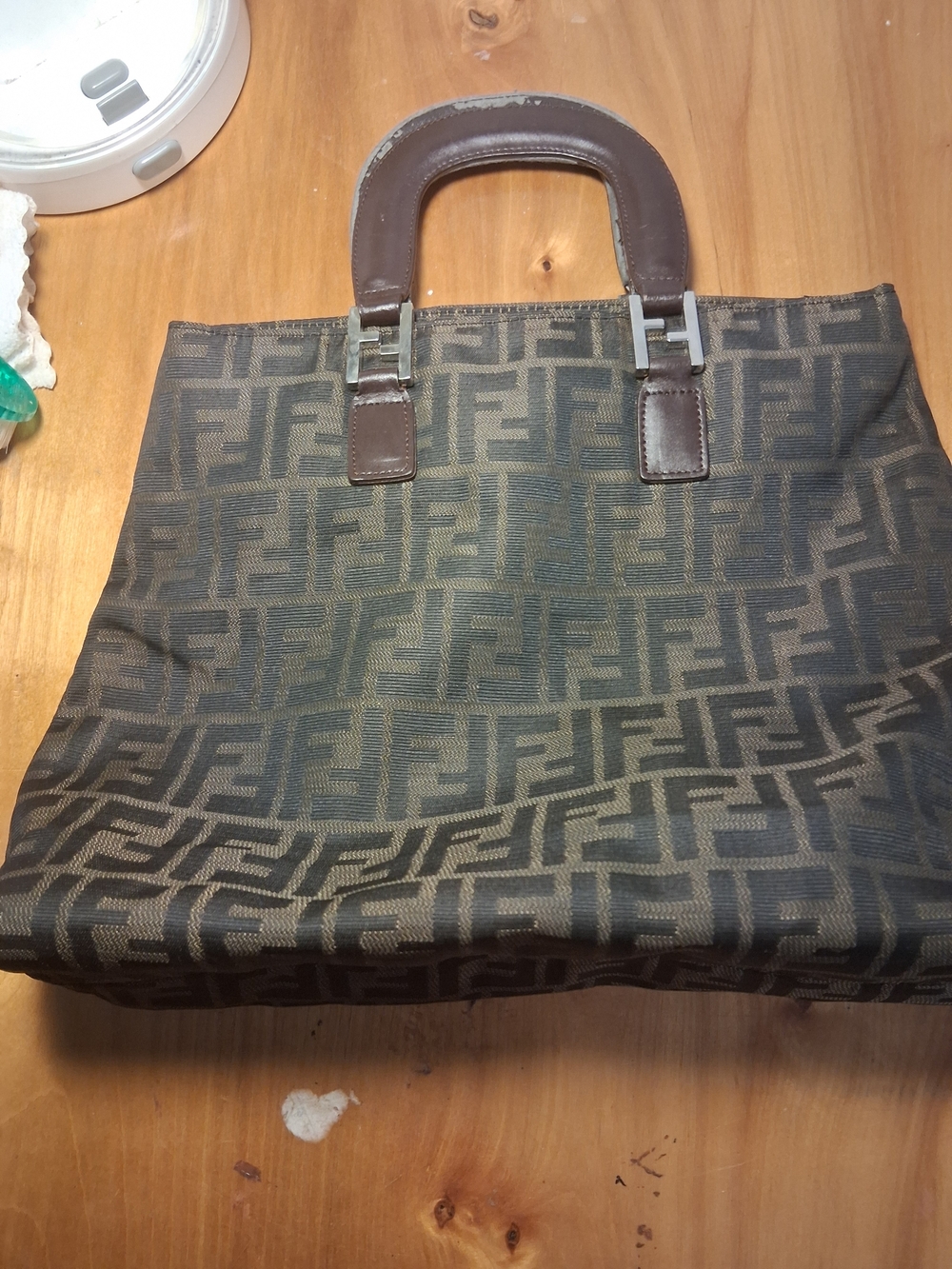 Vintage Fendi Designer-Style Brown Monogram Tote Bag